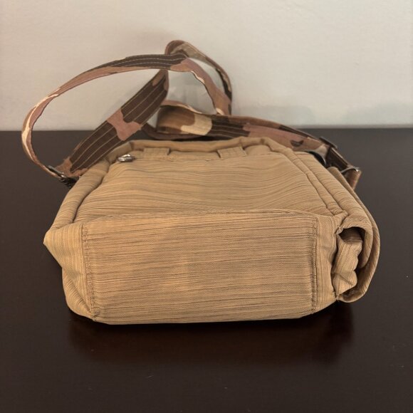 Lug Flapper Light Gold Tan Quilted Nylon Camo Strap Convertible Crossbody - Picture 7 of 15